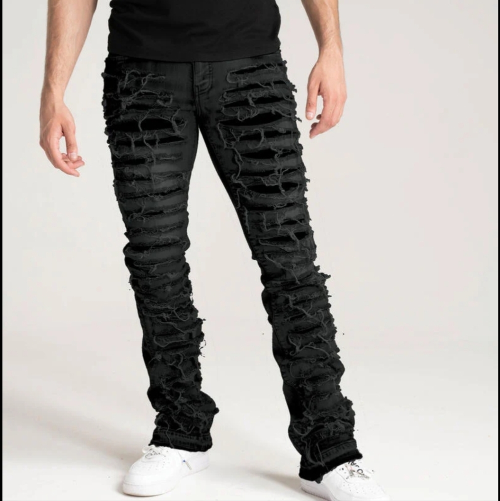 Taker Jet Black Stacked Slim Flare Fit Jeans Size 29 New